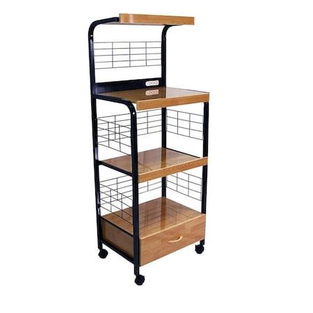 Gfancy Fixtures Mod Black & Natural Microwave Kitchen Cart GF3095895
